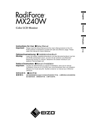 Eizo Radiforce MX240W Instructions For Use Manual