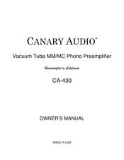 CANARY AUDIO CA-430 Owner's Manual