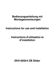 EGS EKH 6050/4 ZB Slider Instructions For Use And Installation