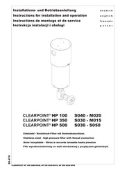 Beko CLEARPOINT HP 500 Instructions For Installation And Operation Manual