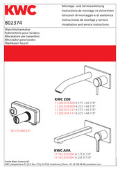 KWC ZOE A 225/A8 Installation And Service Instructions Manual