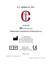 ICMedical ICM-460-0000 Operating And Installation Manual