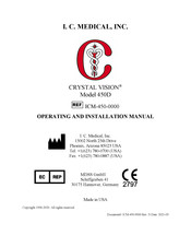 IC Medical ICM-450-0000 Operating And Installation Manual
