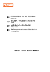 Franke FDF 9274 I XS-CH Instructions For Use And Installation