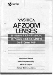 Kyocera YASHICA 70-210mm F4.5 Instruction Manual