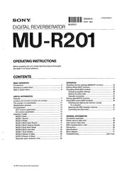 Sony MU-R201 Operating Instructions Manual