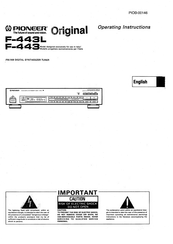 Pioneer F-443 Operating Instructions Manual