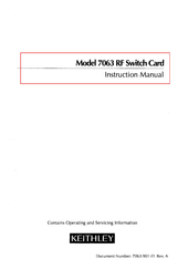 Keithley 7063 Instruction Manual