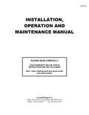 Cornell 6NHTB Installation, Operation And Maintenance Manual
