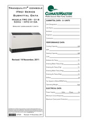 ClimateMaster Tranquility TRC Series Submittal Data