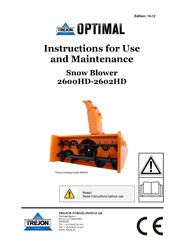 Trejon OPTIMAL 2602HD Instructions For Use And Maintenance Manual