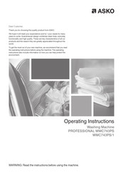 Asko PROFESSIONAL WMC743PS Operating Instructions Manual