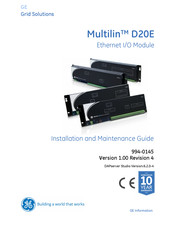 GE Multilin D20E Installation And Maintenance Manual