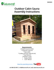 leisurecraft Outdoor Cabin Sauna Assembly Instructions Manual
