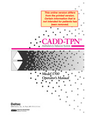 Deltec CADD-TPN 5700 Operator's Manual
