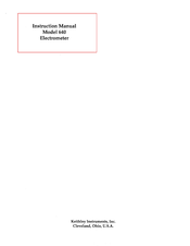 Keithley 640 Instruction Manual