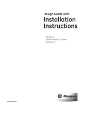 Monogram ZKGT304NLH Design Manual With Installation Instructions