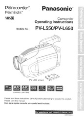 Panasonic Palmcorder Palmsight PV-L650 Operating Instructions Manual
