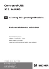 Becker CentronicPLUS SC811A PLUS Assembly And Operating Instructions Manual