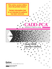 SIMS Deltec CADD-PCA 5800R Operator's Manual