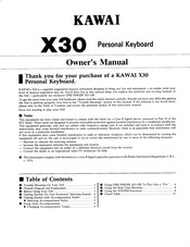 Kawai X30 Owner's Manual
