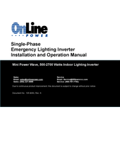 Online Power MW1.0A2500T1 Installation And Operation Manual