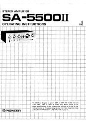 Pioneer SA-5500II Operating Instructions Manual