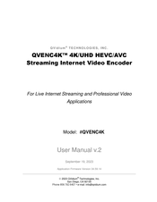 Qvidium QVENC4K 4K/UHD HEVC/AVC User Manual