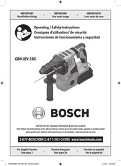 Bosch Professional GBH 18V-22 Operating/Safety Instructions Manual