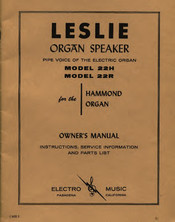 Leslie 22H Owner's Manual