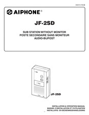 Aiphone JF-2SD Installation & Operation Manual