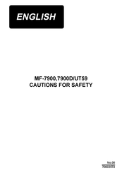JUKI MF-7900D/UT59 Cautions For Safety