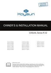 Kaysun CASUAL KAY-CD 71 DR8 Owners & Installation Manual