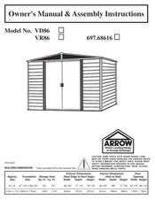 Arrow VR86 Series Owner's Manual & Assembly Instructions