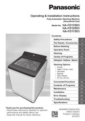 Panasonic NA-FD125X3 Operating & Installation Instructions Manual