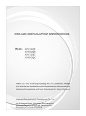 Hisense APC12QC Use And Installation Instructions