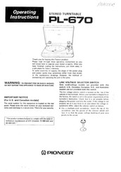Pioneer PL-670 Operating Instructions Manual