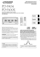 Pioneer PD-F100E Operating Instructions Manual