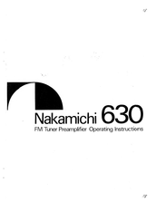 Nakamichi 630 Operating Instructions Manual