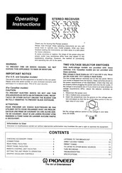 Pioneer SX203 Operating Instructions Manual