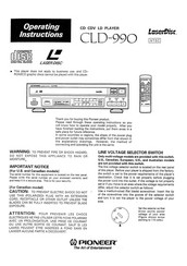Pioneer LASER DISC CLD-990 Operating Instructions Manual