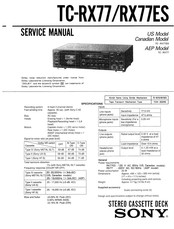Sony TC-RX77ES Service Manual