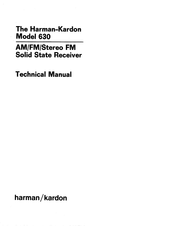 Harman Kardon 630 Technical Manual