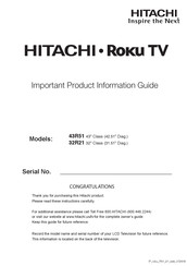 Hitachi 43R51 Important Product Information Manual