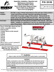 Husky 31314 Assembly, Installation, Operation And Maintenance Instructions
