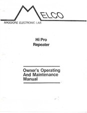 Melco Hi Pro Owner's Operating And Maintenance Manual