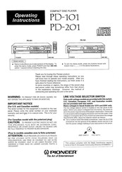 Pioneer PD-101 Operating Instructions Manual