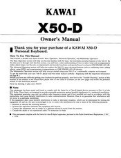 Kawai X50-D Owner's Manual