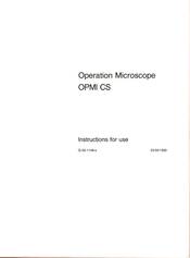 Zeiss OPMI CS Instructions For Use Manual