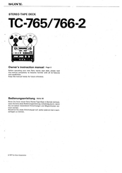 Sony TC-766-2 Owner's Instruction Manual